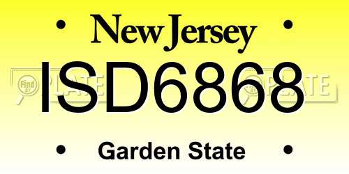 ISD6868 New Jersey License Plate