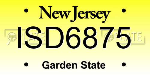ISD6875 New Jersey License Plate