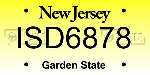ISD6878 New Jersey License Plate