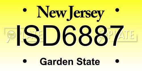 ISD6887 New Jersey License Plate