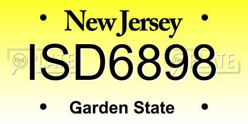 ISD6898 New Jersey License Plate