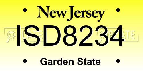 ISD8234 New Jersey License Plate