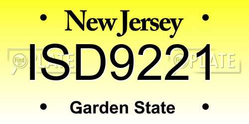 ISD9221 New Jersey License Plate