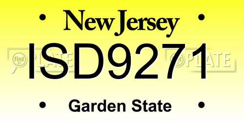 ISD9271 New Jersey License Plate