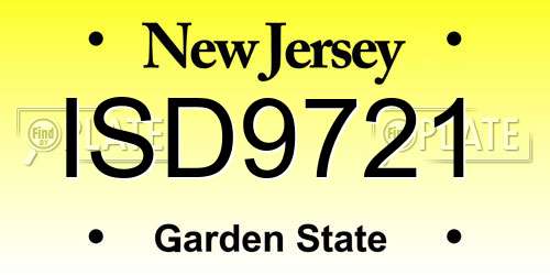 ISD9721 New Jersey License Plate