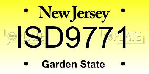 ISD9771 New Jersey License Plate