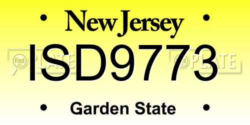 ISD9773 New Jersey License Plate