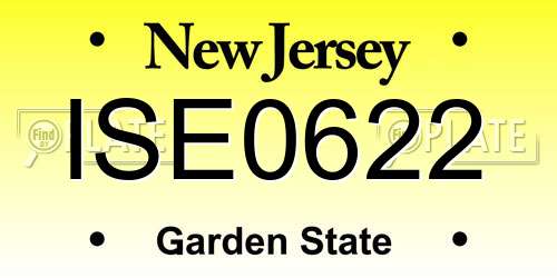 ISE0622 New Jersey License Plate