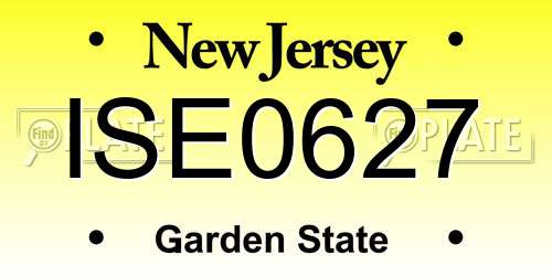 ISE0627 New Jersey License Plate
