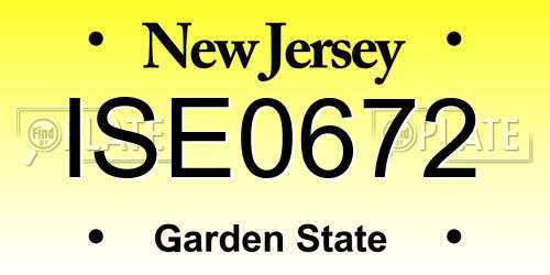 ISE0672 New Jersey License Plate