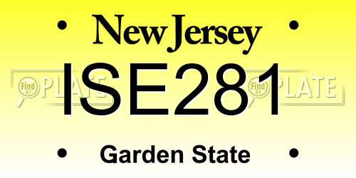 ISE281 New Jersey License Plate