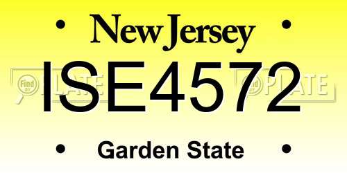 ISE4572 New Jersey License Plate