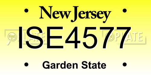 ISE4577 New Jersey License Plate