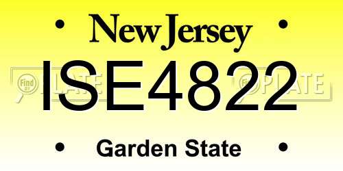 ISE4822 New Jersey License Plate