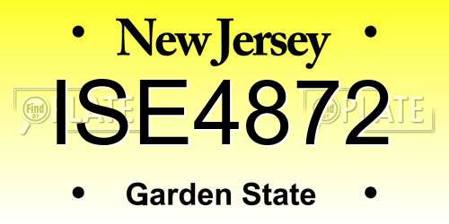 ISE4872 New Jersey License Plate