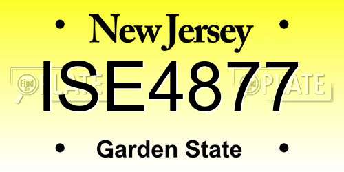 ISE4877 New Jersey License Plate