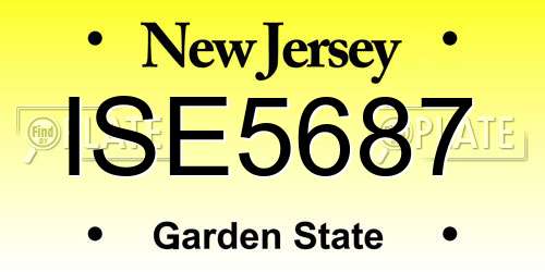 ISE5687 New Jersey License Plate