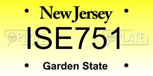 ISE751 New Jersey License Plate