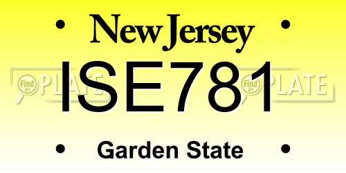 ISE781 New Jersey License Plate