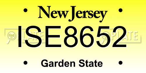 ISE8652 New Jersey License Plate