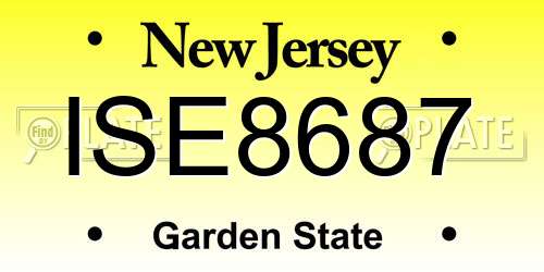 ISE8687 New Jersey License Plate