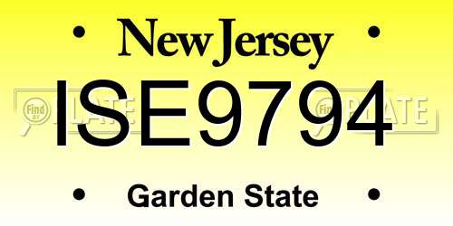 ISE9794 New Jersey License Plate