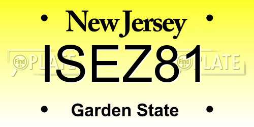 ISEZ81 New Jersey License Plate