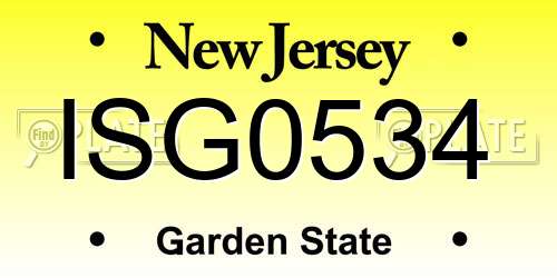 ISG0534 New Jersey License Plate