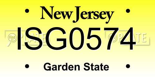 ISG0574 New Jersey License Plate