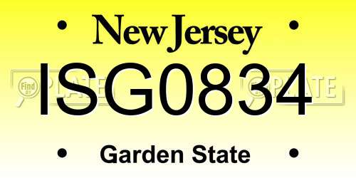 ISG0834 New Jersey License Plate