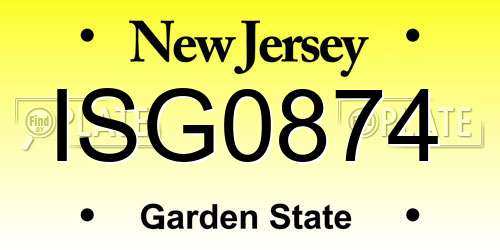 ISG0874 New Jersey License Plate