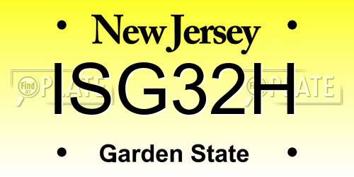 ISG32H New Jersey License Plate