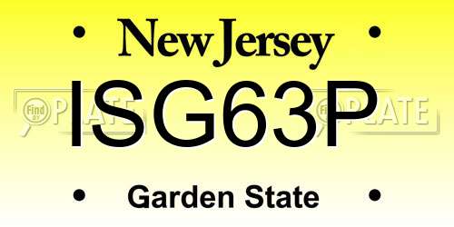 ISG63P New Jersey License Plate
