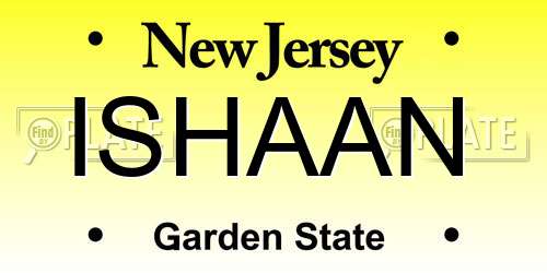 ISHAAN New Jersey License Plate