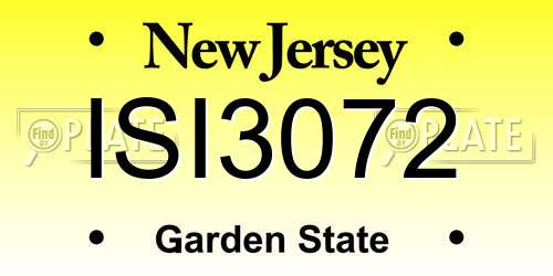 ISI3072 New Jersey License Plate