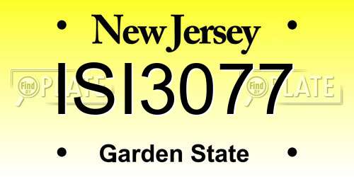 ISI3077 New Jersey License Plate