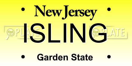 ISLING New Jersey License Plate