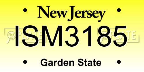ISM3185 New Jersey License Plate