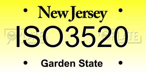 ISO3520 New Jersey License Plate