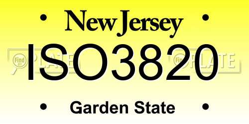 ISO3820 New Jersey License Plate