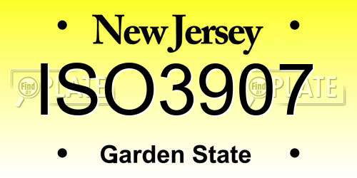 ISO3907 New Jersey License Plate