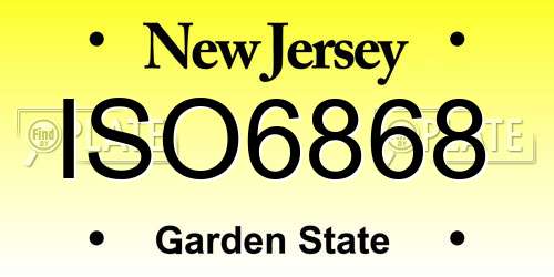 ISO6868 New Jersey License Plate