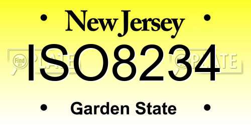 ISO8234 New Jersey License Plate