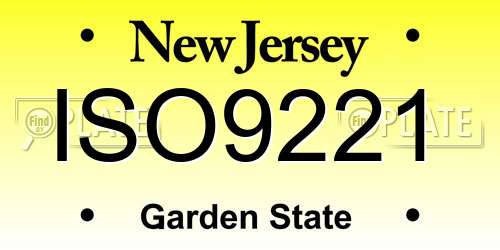 ISO9221 New Jersey License Plate