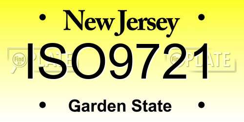 ISO9721 New Jersey License Plate
