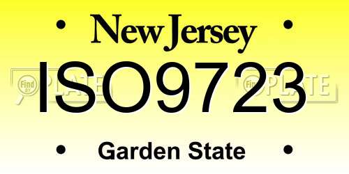 ISO9723 New Jersey License Plate