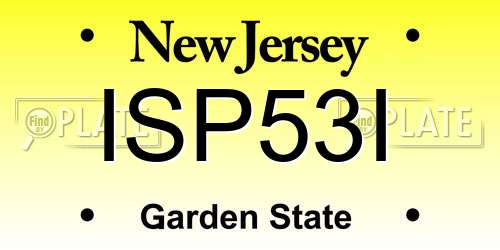 ISP53I New Jersey License Plate