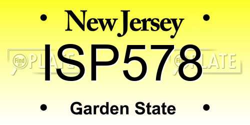 ISP578 New Jersey License Plate
