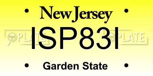 ISP83I New Jersey License Plate