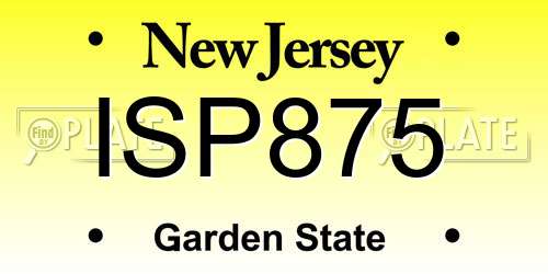 ISP875 New Jersey License Plate
